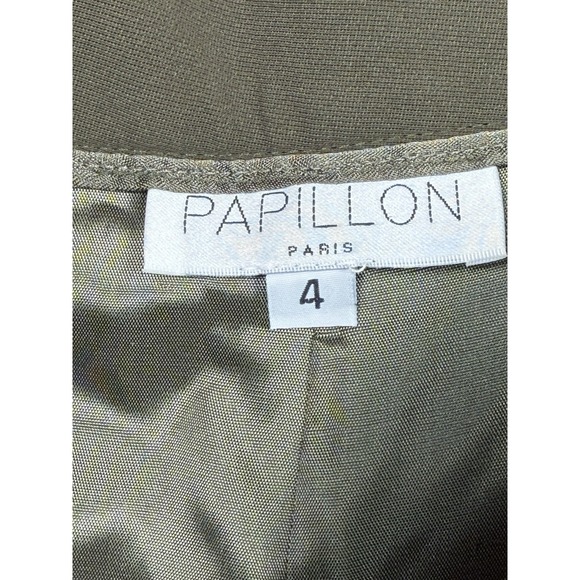 Papillon Paris Vianco Vintage Olive Green Pleated Pants‎ Size 4 Trousers Lined - Picture 8 of 12